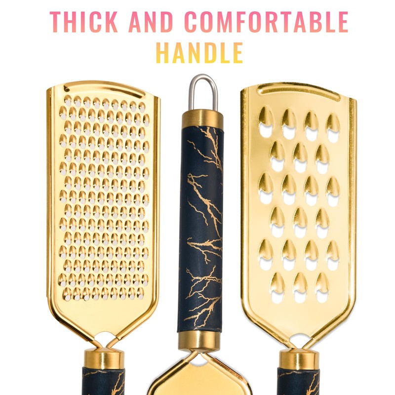 Professional Cheese Grater, Gold Stainless Steel Cheese Grater Handheld, Grater