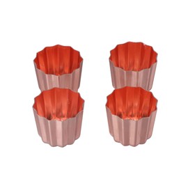 Leadigol 4pcs Rose Gold Non-Stick Canele Mould, Mini Pie Pan Set, Muffin Bakeware Cupcake Pan, for Making Mini Bread, Cheesecake, Dessert