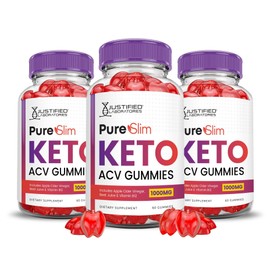 Justified Laboratories (3 Pack Pure Slim Keto ACV Gummies Advanced Formula 1000MG PureSlim Keto Gummies Apple Cider Vinegar Formulated with Pomegranate Beet Juice Powder B12 Vegan Non GMO 180 Gummys