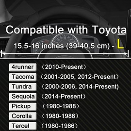 West Llama Customized Auto Car Steering Wheel Cover for Toyota Tacoma,4Runner,Tundra,Sequoia,15.5-16 inch (Black-Large Size)