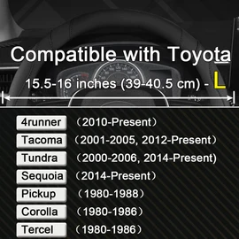 West Llama Customized Auto Car Steering Wheel Cover for Toyota Tacoma,4Runner,Tundra,Sequoia,15.5-16 inch (Black-Large Size)
