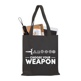 PLITI Choose Your Weapon DND Tote Bag Dungeons Tabletop Role Playing Gamer Gift Dragons D20 RPG Gaming Gift (Choose your dice TGblU)