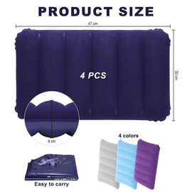 Aililong Pack of 4 Inflatable Pillow Camping & Travel Pillow, Lightweight, Foldable and Comfortable, Inflatable Pillow, Beach Pillow