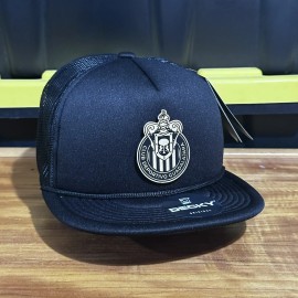 Las Chivas Soccer leatherette laser engraving iron on patch Gold And Black 2.5”