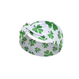 BBTDIN St Patrick's Turban for Women Shamrock Headband Green Girls Hair Band Headwarp JHSP40 (C1)