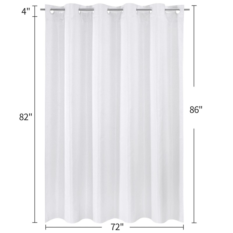 MitoVilla No Hooks Required Extra Long Shower Curtain Set with