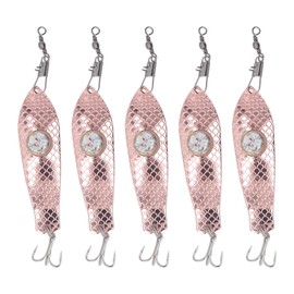 5PCS LED Fishing Lure Light Rustproof Stainless Steel LED Lighted Bait Flasher for Fishing Accessories Rose Gold