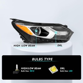 TUSDAR Headlights Assembly Fit 2018-2021 Chevy Equinox Halogen Type Headlamp RH Passenger Side