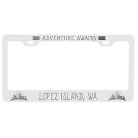Lopez Island Washington Laser Engraved Metal License Plate Frame Adventures Awaits Design