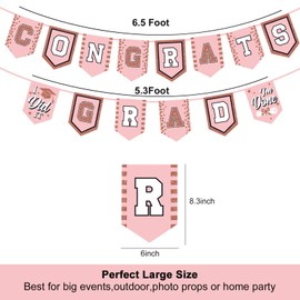 2025 Rose Gold Graduation Banner - No DIY Required Rose Gold Graduation Party Supplies Decorations Grad Banner for College, High School Party (Rose Gold Congrats Grad)