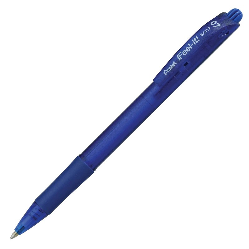 Pentel BX417-C Bolígrafo Feel-It, Retráctil Punta Fina, Azul