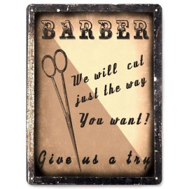 Barber Shop metal sign Antique Style wall decor Hair Stylist display plaque 010