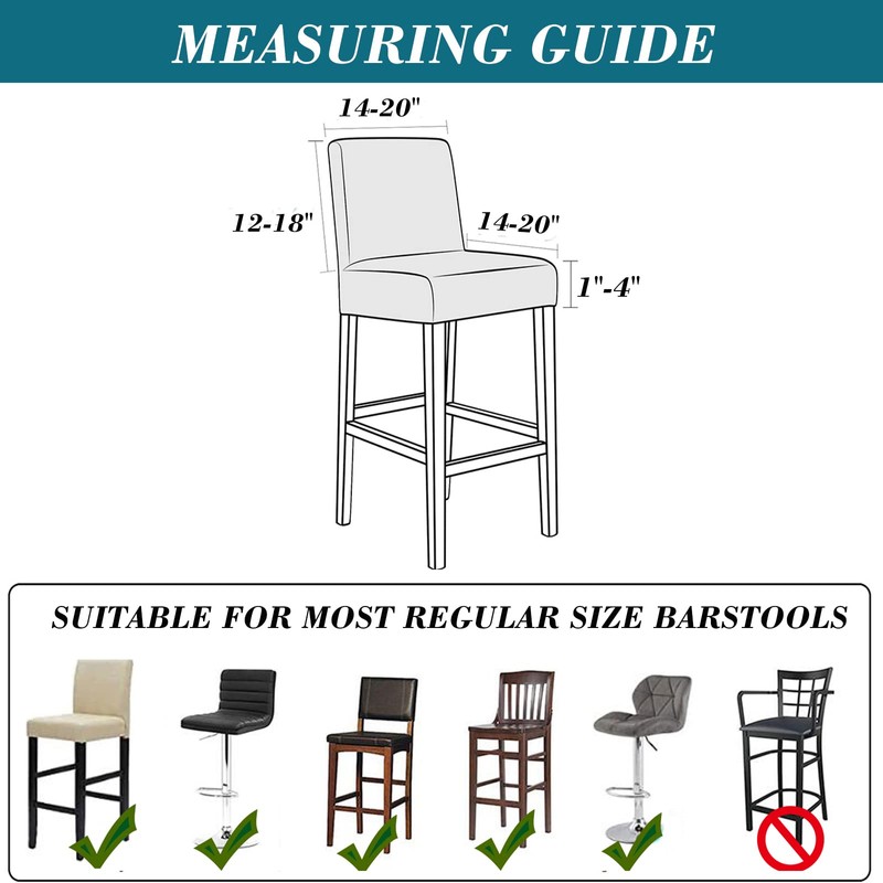 Bar Stool Covers,4 Pack Stretch Waterproof PU Bar Stool Covers