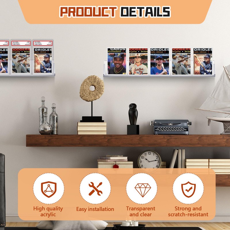 4 Pcs Sports Baseball Card Display Shelf Wall Mount, Each