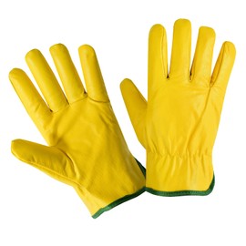 Leather Fleece Lined Safety Work Gloves Lorry Driver, Yard Work, Gardening, Warehouse, Construction, Farm DIY Workers Gloves (M)