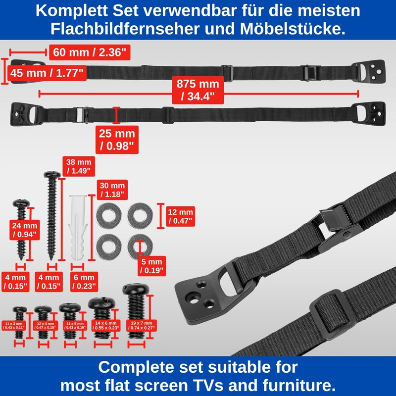 1 Set Black TV Tilt Lock Screw On TV Shelf