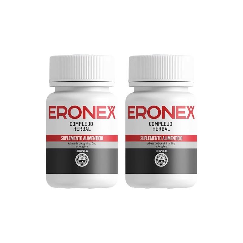 ERONEX (2 Frascos) - L-Arginina, Zinc, Jengibre | Suplemento Alimenticio