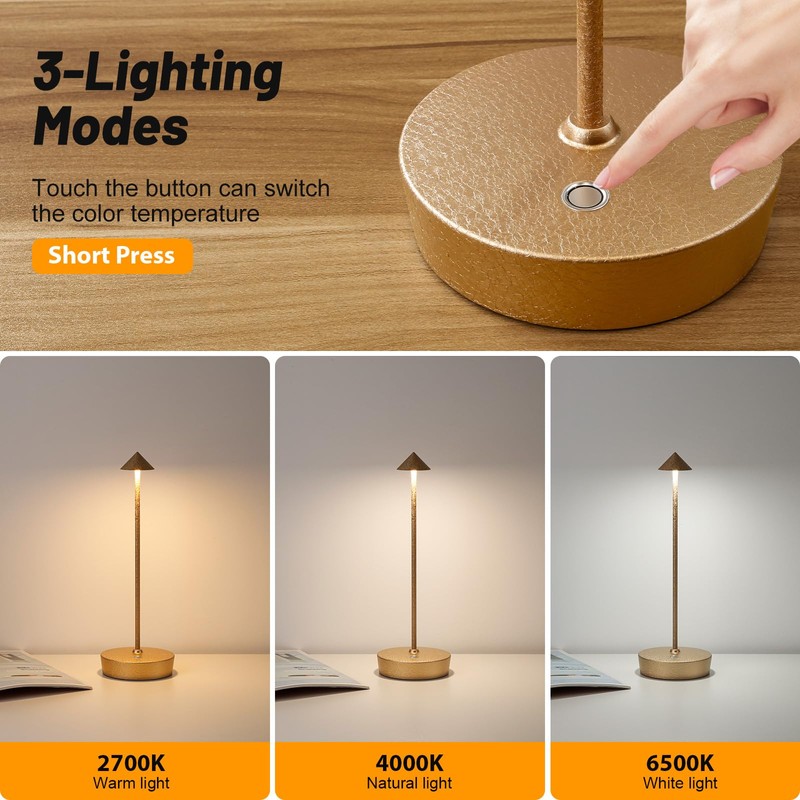YIBEN 2Pack Rechargeable Cordless Portable LED 6000mAh USB Table Lamp