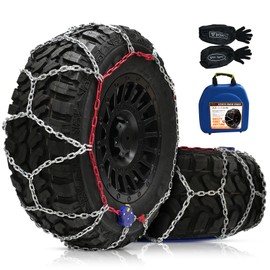 DEDC Auto Lock Snow Tire Chains,1Min Quick,4.5mm Enhance Manganese Steel Heavy Anti Skid Chains for Car Off Road SUV And Pickup Trucks Traction Ice Iced Cold Road 255 265 275 285 295 Set of 2 (KS1618)