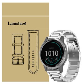 Compatible for Garmin vivoactive 4 Band, LvBu Quick Release Stainless Steel Metal Replacement Straps Compatible for Garmin vivoactive 4 (45mm) Smartwatch (Silver)