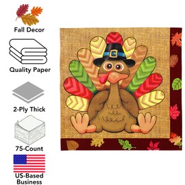 Iconikal Paper Disposable Party Napkins, Dinner Size, Thanksgiving Silly Turkey, 48-Count