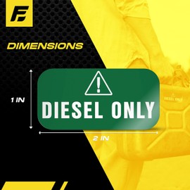 Diesel Only Sticker (Green), Diesel Labels for Tractors, Construction and Heavy Equipment - Weather Proof, Extreme Stick, Diesel Decal by Fuel Stickers - USA Made (2x1 inch), 4 Labels