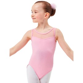 tanzmuster ® Ballet Leotard Girls - Emilia - (92-170) Made of Soft Cotton Fabric with Mesh Insert - Ballet Bodysuit for Children, pink