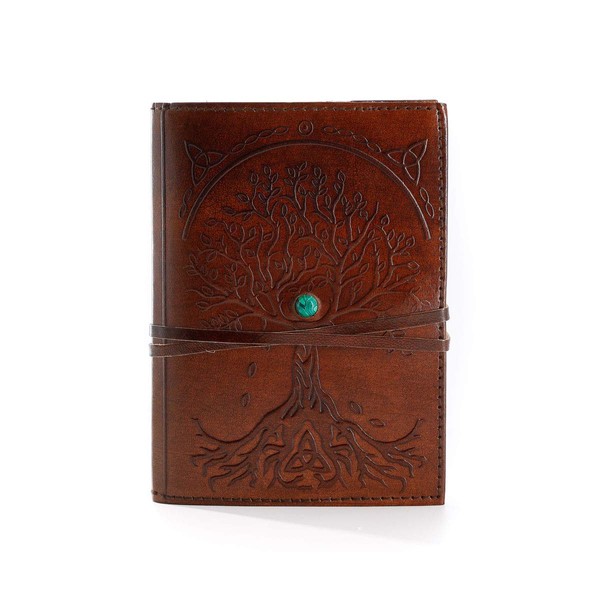 Leather Journal in Brown 8x6 Refillable Lined Paper Tree of