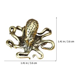 Veemoon 2pcs Brass Octopus Figurines Tea Pets Copper Animal Figurines Sculptures Art Ornament Fengshui Home Decoration