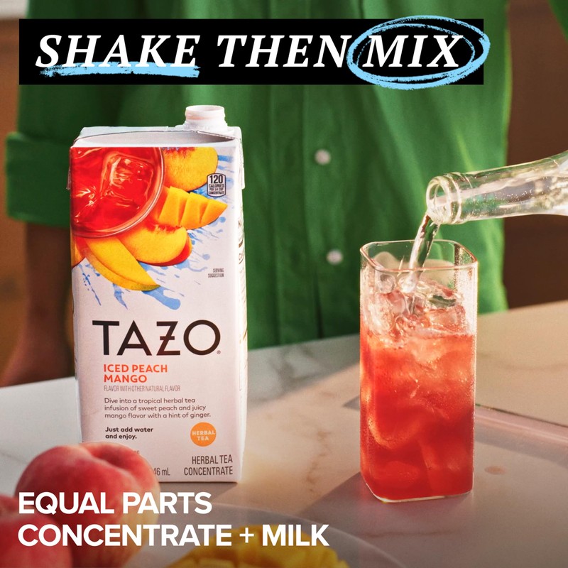 TAZO Tea Concentrate, Refreshers Iced Watermelon Cucumber, Iced Peach Mango,