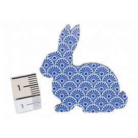 Miniblings Rabbit Brooch Easter Rabbit Easter Bunny Wood Dark Blue - Handmade Fashion Jewellery I Lapel Pin Button Pins, Wood, metal