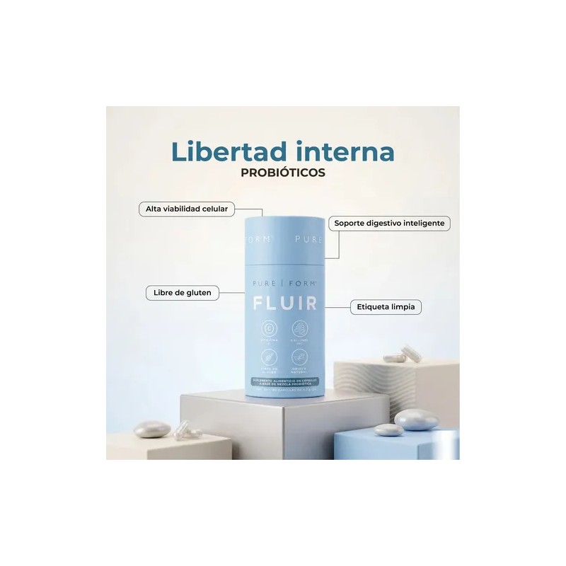 Pure Form Fluir Probiotico Inulina Vitamina C Lactobacilos Sin Sabor