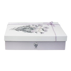 Emartbuy Gift Box, 26 x 19 x 7.7 cm, Lilac Box with White Bouquet Lid and Printed Interior