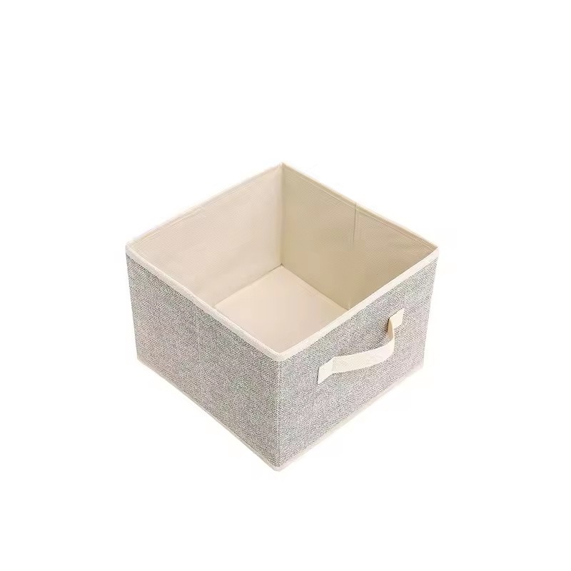 Foldable Fabric Storage Cube Bin with Metal Handles, Gray