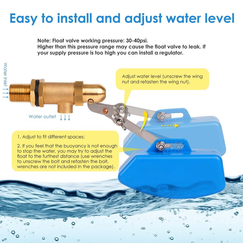ZHEQOGZH Brass Float Valve 1/2 Inch, Livestock Water Tank Float
