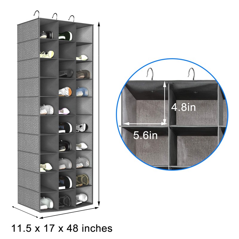 coastal rose Hanging Shoe Organizer for Closet, 30 Sections Hanging