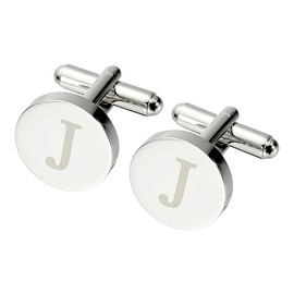 PATIKIL Initial Cufflinks, Classic Alphabet Letter J Copper Round Men Cuff Links 26 Letters A-Z for Men Father Husband Weddings Gift Business Birthday, Silver
