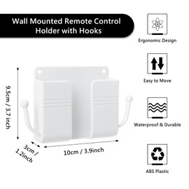 CRITIVE-SHOP 5 Pcs Wall Mount Phone Holder, Phone Stand for Bed, Wall Mounted Shower Phone Holder Remote Control Holder with Hooks, Self-Adhesive Universal Media Organizer Storage Box (Mixed Colors)