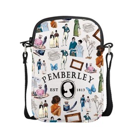 AKTAP Prejudice Merch Gifts Jane Austen Mini Shoulder Bag, Literary Gift, Pride 1813, Shoulder Bag for Book Lovers, Gifts, beige