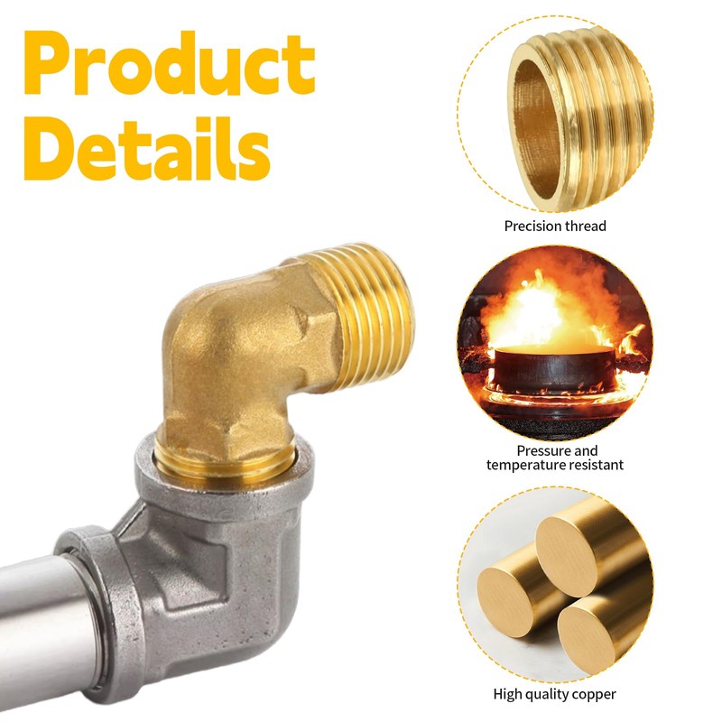 4 pieces brass angle 90°, DN20 pipe angle bend, brass,
