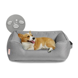 Miguel Waterproof Outdoor Dog Bed for Medium Small Dogs, Oxford Pet Bed Tough with Sides Easy Clean, All Weather Rectangle Puppy Bed with Removable Cover Bolster Bed Scratch Resistant 30 inches