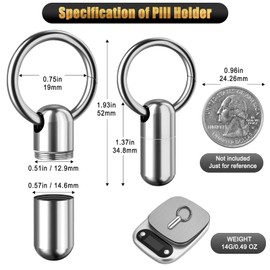 Mini Pill Holder with Keychain, Titanium Alloy Pill Container Keychains Waterproof Pill Case Portable Keychain Pill Holder Pill Case Pill Box for Travel Outdoor Gift Pill Container 3 PCS