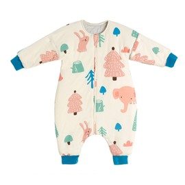 Baby Sleep Bag with Feet Pure Cotton Thickening Breathable Kick Proof Baby Wearable Blanket Sleep Sack for Autumn Winter (Spring and Autumn Without Laminated Cotton) Elephant Rabbit 80cm / 31.5in (Recommended Height: 73‑80cm / 28.7‑31.5in)