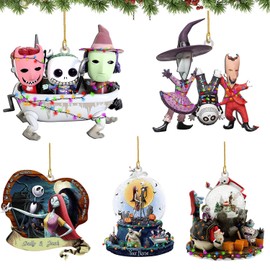 Christmas Ornament Decorations, 5PCS Stocking Cap Funny Nightmare Before Christmas Decorations Ornament Decorative Xmas Decor Ornaments Party Gifts (Type 1)