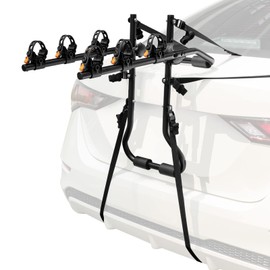 GYMAX Bike Rack, Trunk Mounted 3 Hitch Rack with 2”Receiver & Double Safety Guarantee, Folding Heavy Duty Adjustable Bicycle for Cars, Trucks, SUV's and Minivans Black