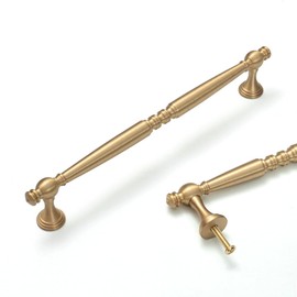 MATOOYA Solid Brass Cabinet Pulls, Brass Drawer Pulls, Kitchen Door Handles, Handles for Cabinets and Drawers (4, 223mm/8.78inch)