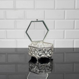 Hakan Metal Treasure Chest Box, Antique-Lookin - Silver, Small