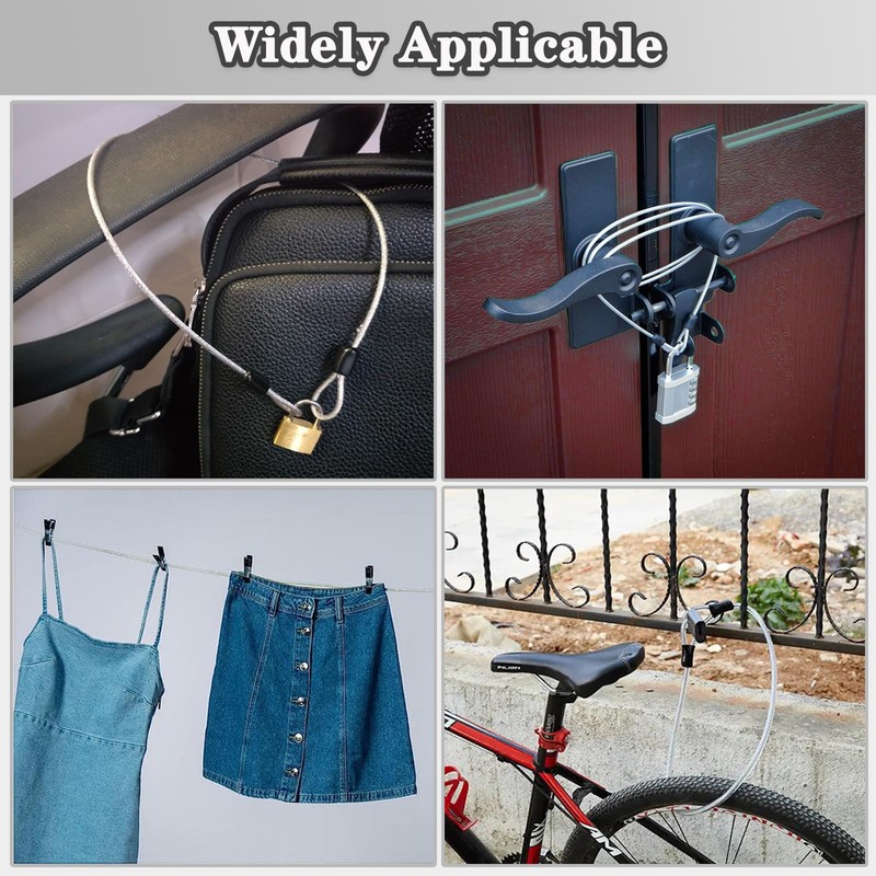 PUSNMI Security Cable Lock, 6.6ft x 2.5mm Steel, Stainless Steel