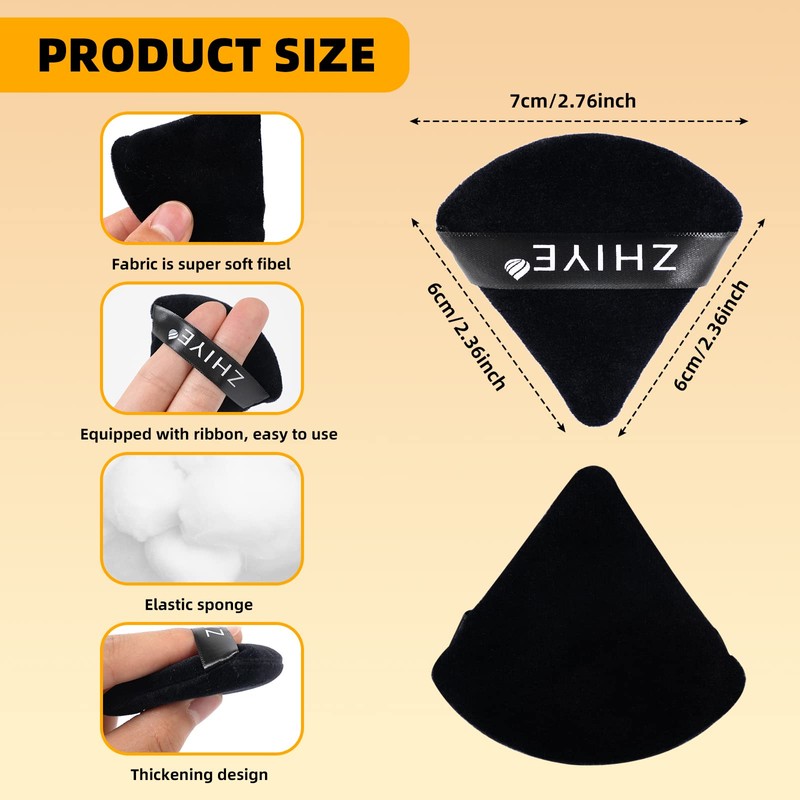 ZHIYE 6pcs Triangle Powder Puffs, Reusable Face Makeup Puff, Multifunctional