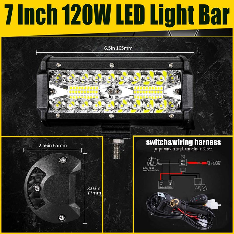 MUVKQC 7 Inch LED Light Bars - 8PCS 120W LED
